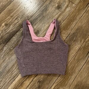 Bombshell Sportswear Mauve Heather Crop Tank with Pink Lining reversible